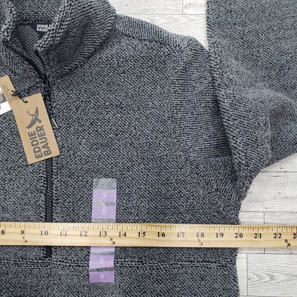 Eddie Bauer Quarter Zip Fleece Pockets Outdoor Cozy Gray Black Womens S NWT - Picture 11 of 13